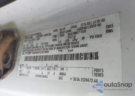 2019 Ford F-150 Xl from USA, damaged, VIN 1FTMF1EB4KFC01500